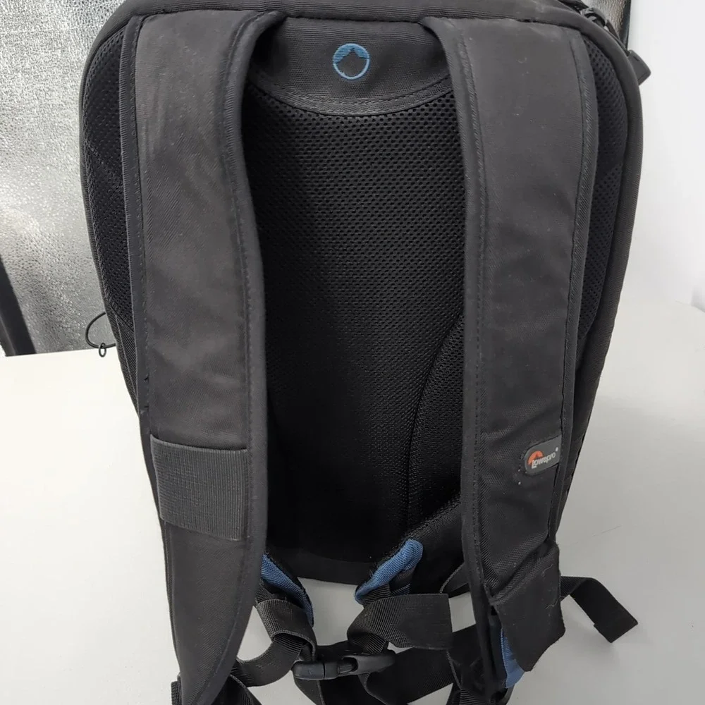 Lowepro Camera Backpack Black Blue Padded Photography Gear Bag Multi-Pocket